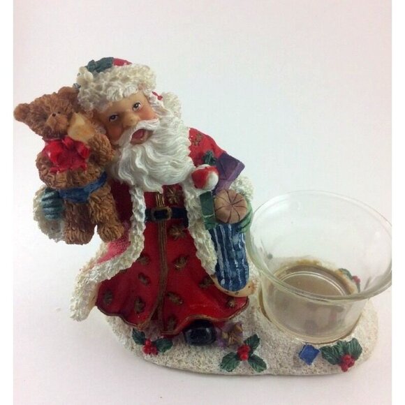 Holiday Collection Gifts Resin Santa Toys Teddy Candle Holder w/ Box VTG 5.5”x5” - Picture 9 of 11